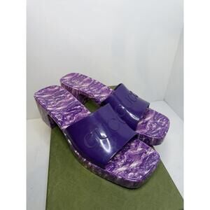 Gucci Purple Logo Platform Slide Sandals EU 34 Women New Box